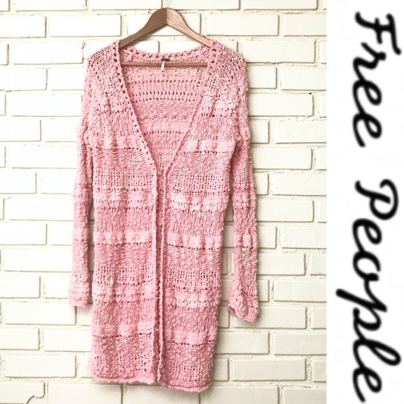pink crochet cardigan